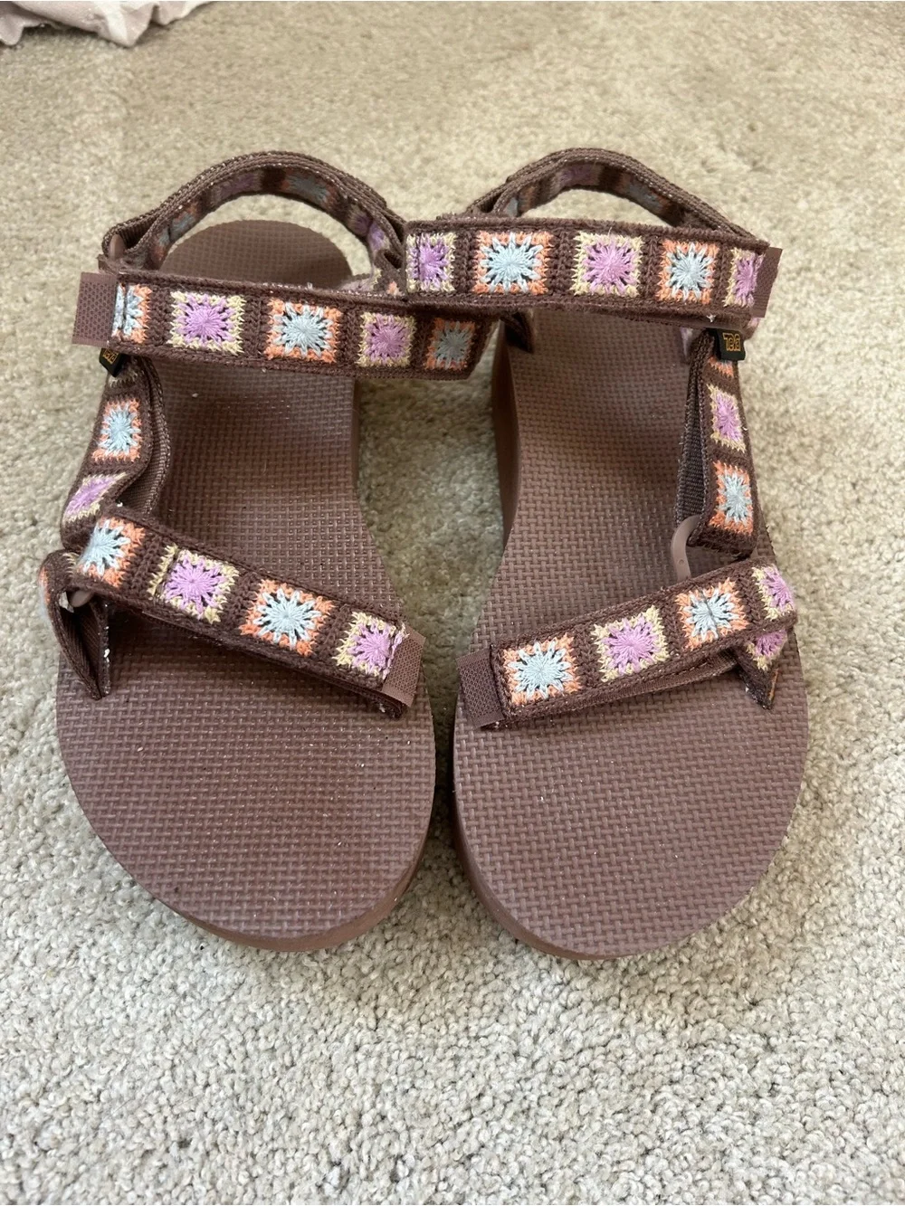 TEVA UNWIND FLATFORM UNIVERSAL CROCHET PLATFORM SANDALS, US 9